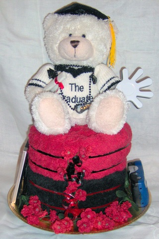 Graduation Towel Cake In Your School Colors